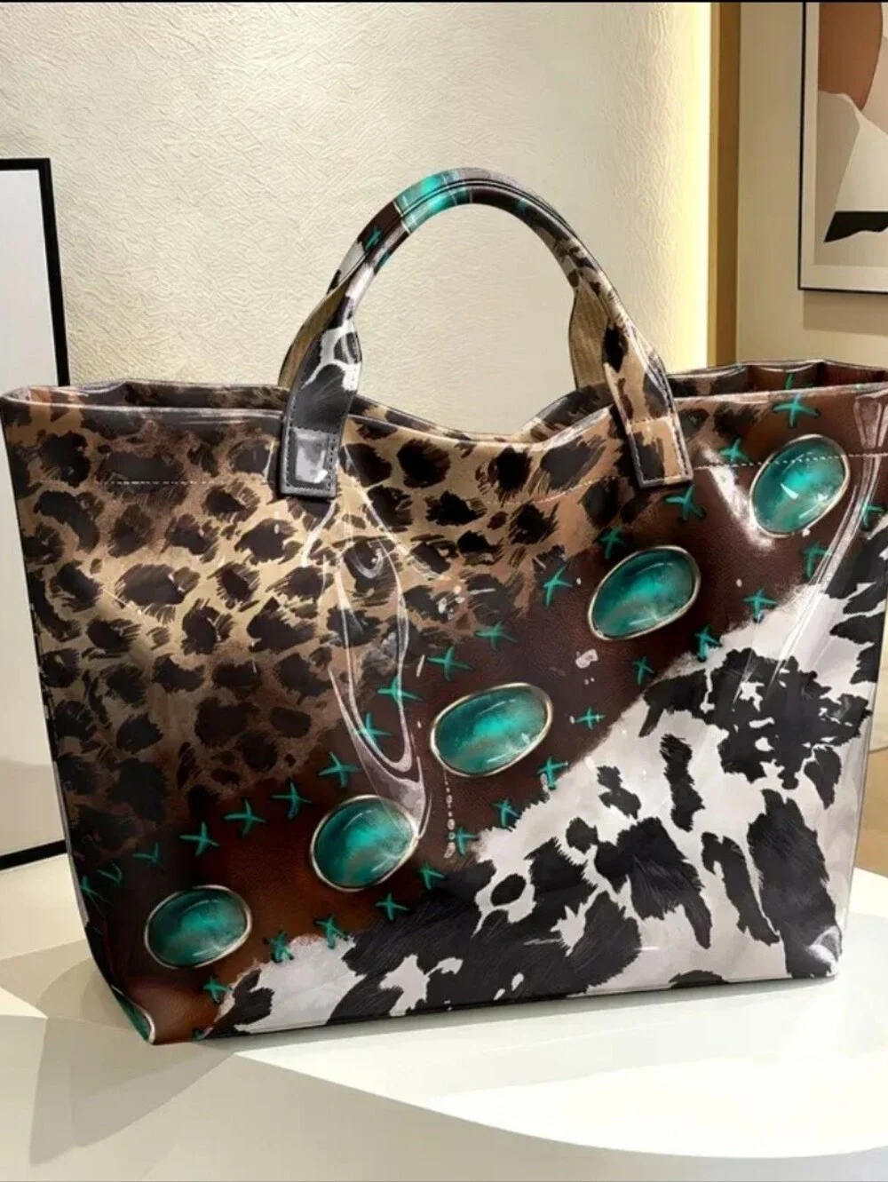 Women Country Cowgirl PVC Daily Commute Tote Hand Bag